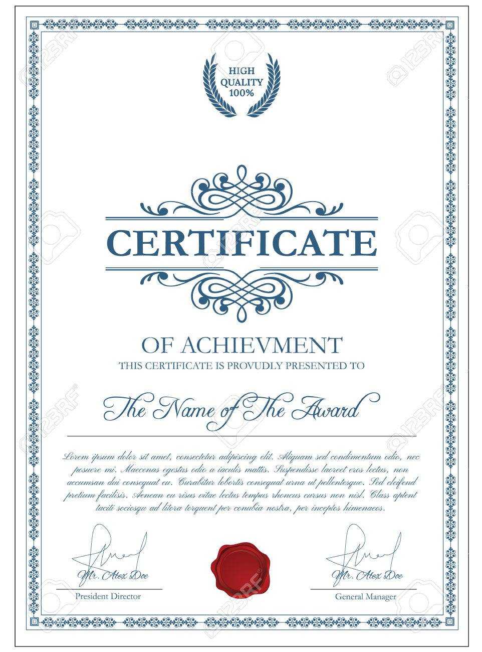 Certificate Template With Guilloche Elements. Blue Diploma Border.. With Regard To Validation Certificate Template