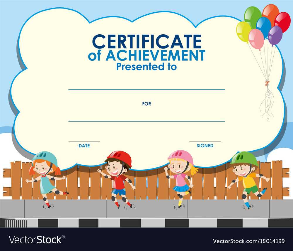 Certificate Template With Kids Skating With Regard To Free Kids Certificate Templates