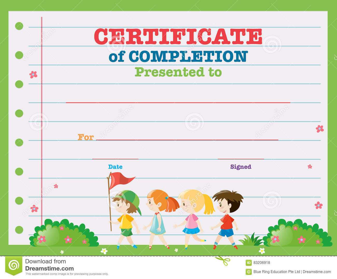 Certificate Template With Kids Walking In The Park Stock For Walking Certificate Templates