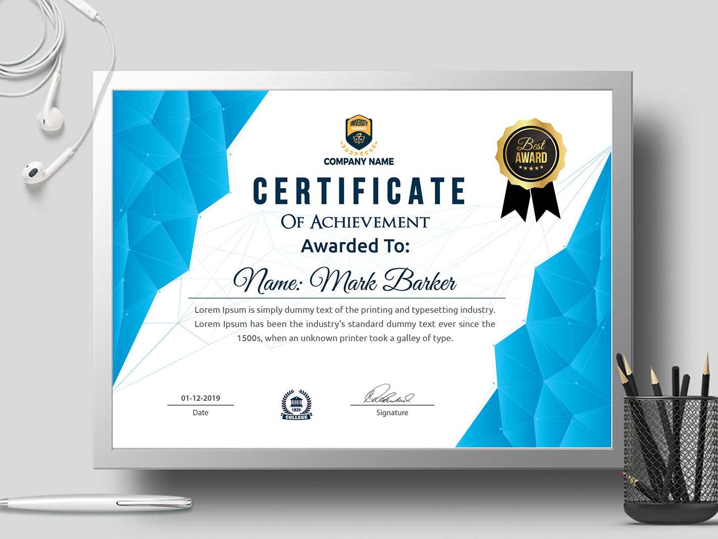 Certificate Templatecreative Touch On Dribbble For Landscape Certificate Templates