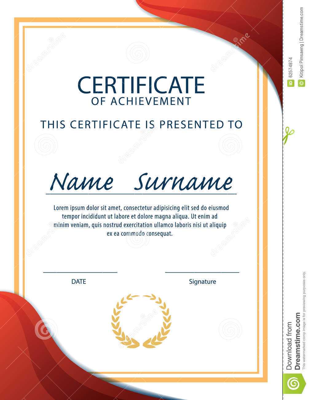 Certificate Template,diploma,a4 Size ,vector Stock Vector Regarding Certificate Template Size