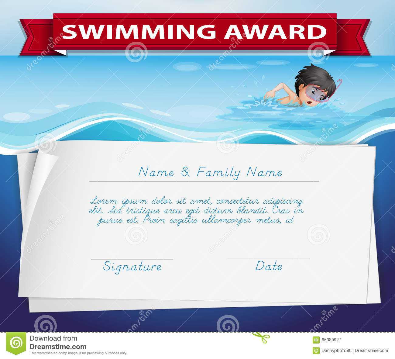 Certificate Templates For Swimming Awards Printable Award In Swimming Certificate Templates Free