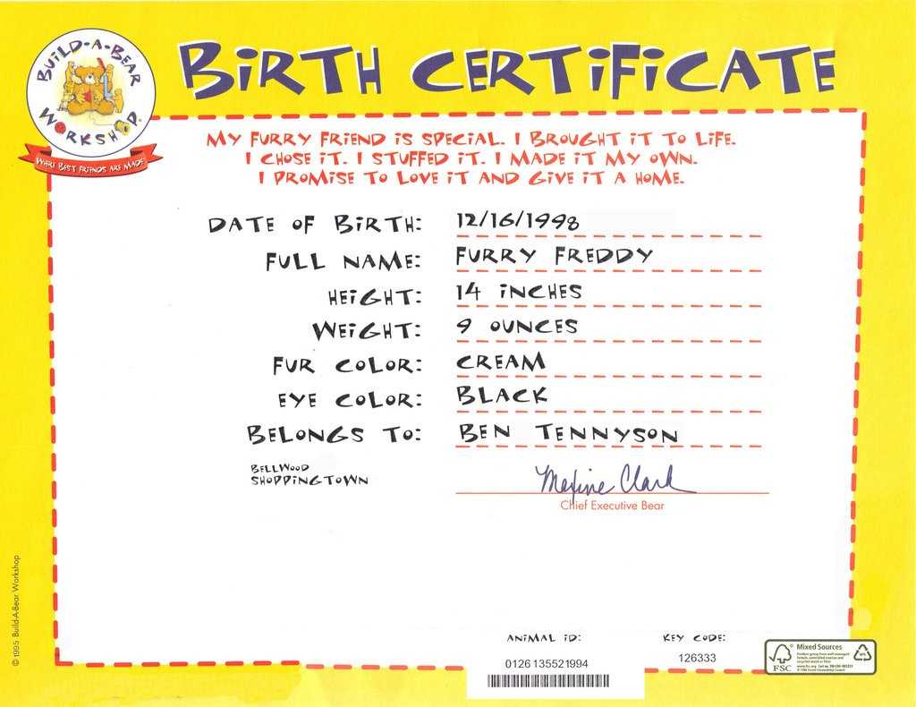 Certificates: Astonishing Build A Bear Certificate Template With Build A Bear Birth Certificate Template