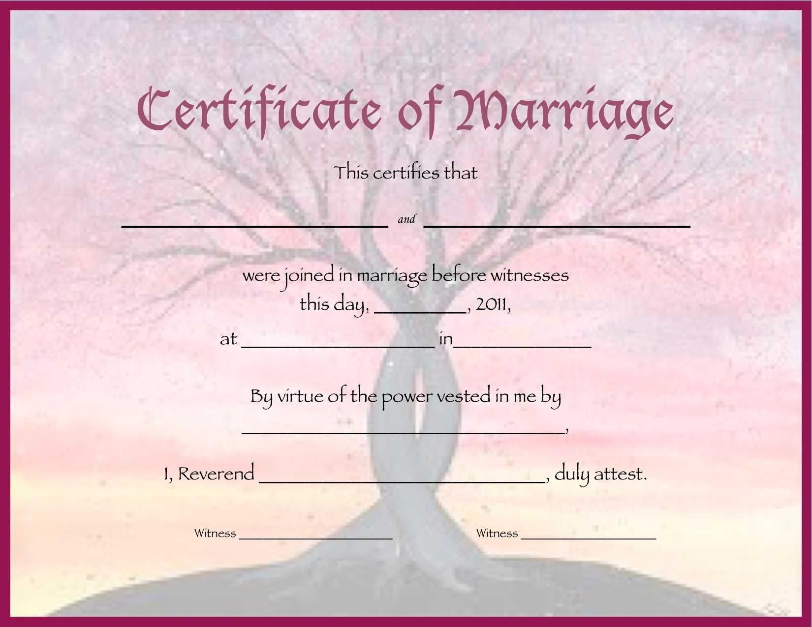 Certificates. Astonishing Wedding Certificate Template Intended For Blank Marriage Certificate Template