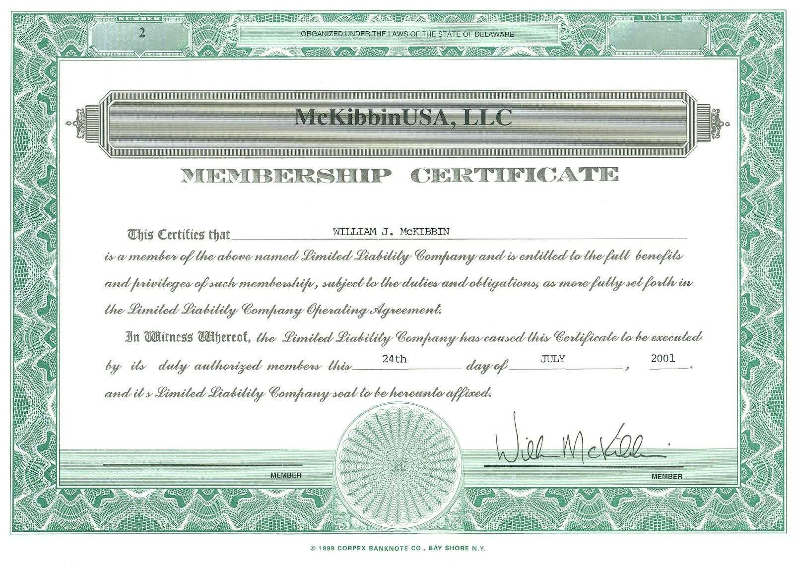 Certificates: Awesome Llc Membership Certificate Template Inside Llc Membership Certificate Template Word