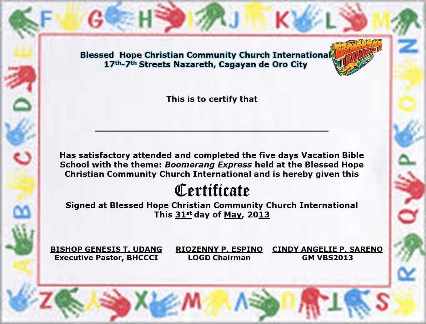 Certificates. Breathtaking Vbs Certificate Template Ideas Pertaining To Vbs Certificate Template