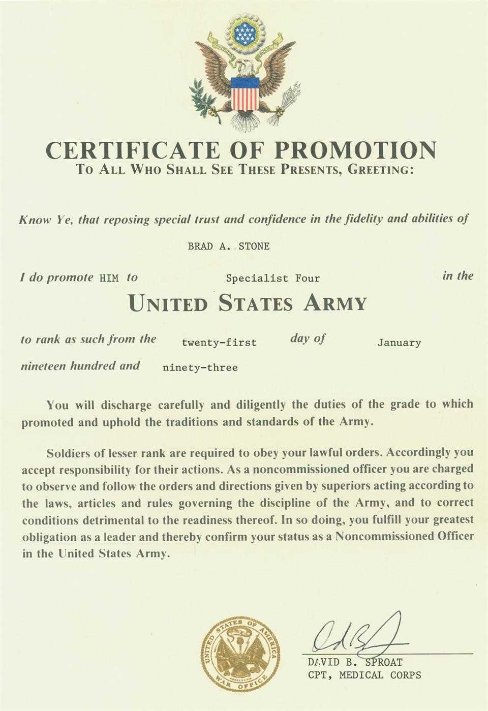 Certificates. Cool Promotion Certificate Template Example For Officer Promotion Certificate Template