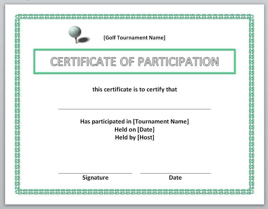 Certificates. Excellent Certificate Templates For Word Within Golf Certificate Templates For Word