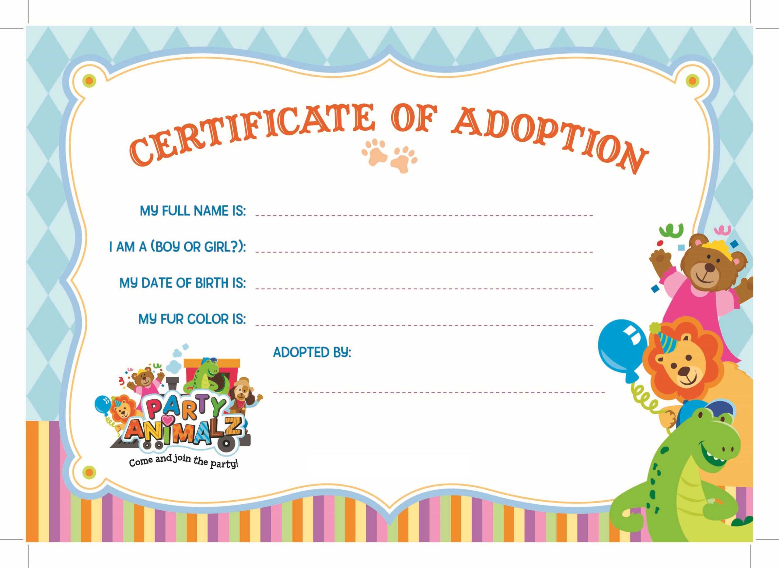 Certificates. Fascinating Adoption Certificate Template Within Adoption Certificate Template