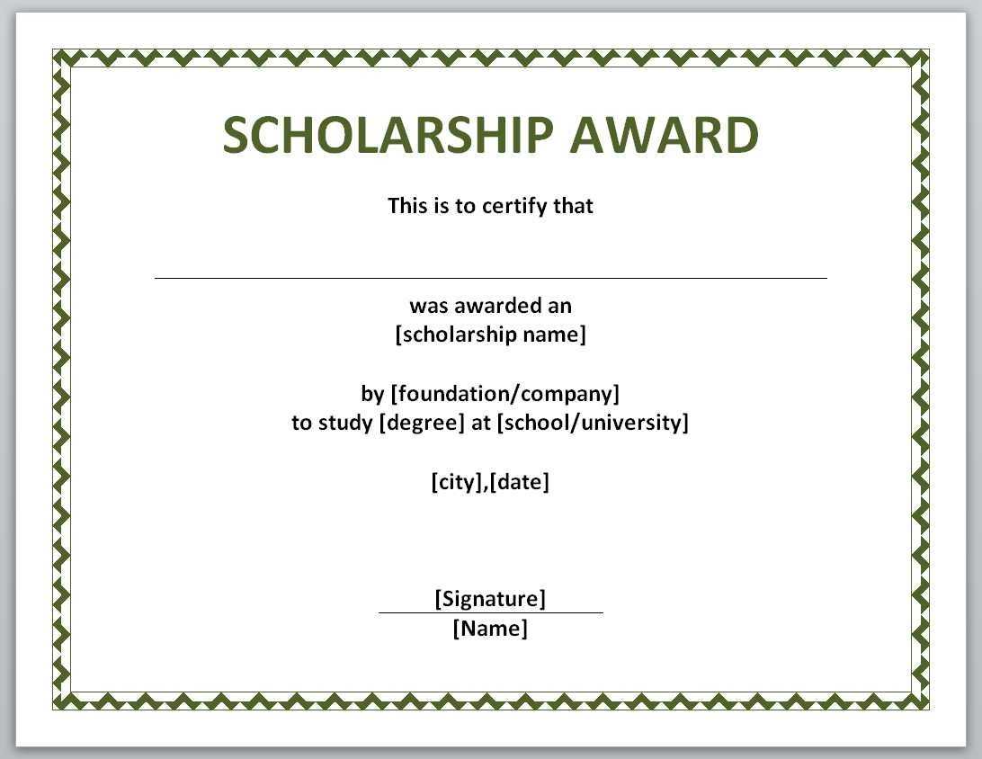 Certificates. Mesmerizing Award Certificate Template Word Pertaining To Scholarship Certificate Template Word