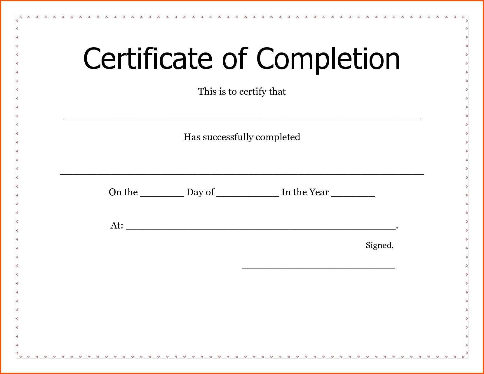Certificates. New Certificate Of Completion Template Word Regarding Certificate Of Completion Template Word