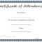 Certificates. Popular Attendance Certificate Template Word Inside Attendance Certificate Template Word
