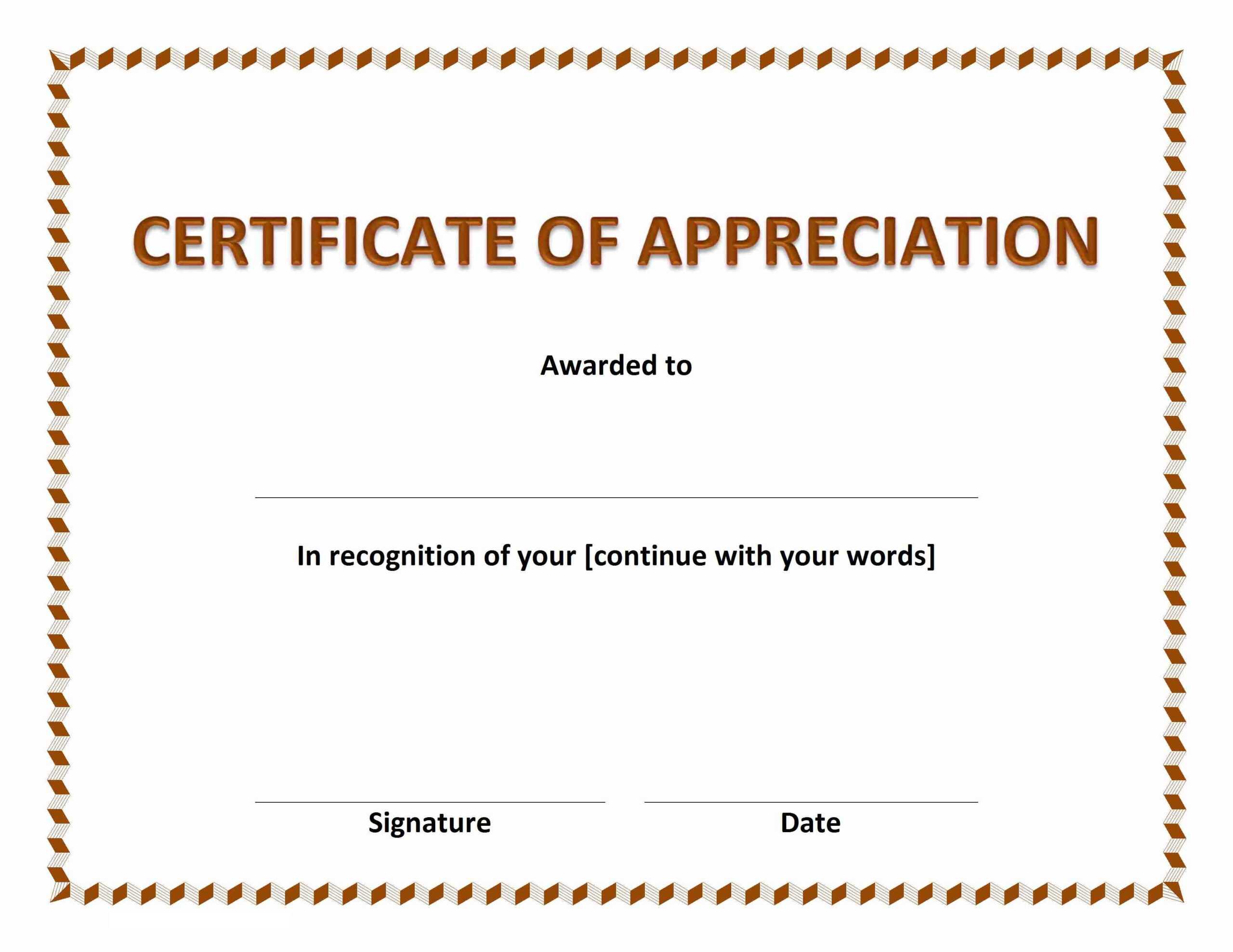 Certificates. Popular Certificate Of Appreciation Template Regarding Certificates Of Appreciation Template