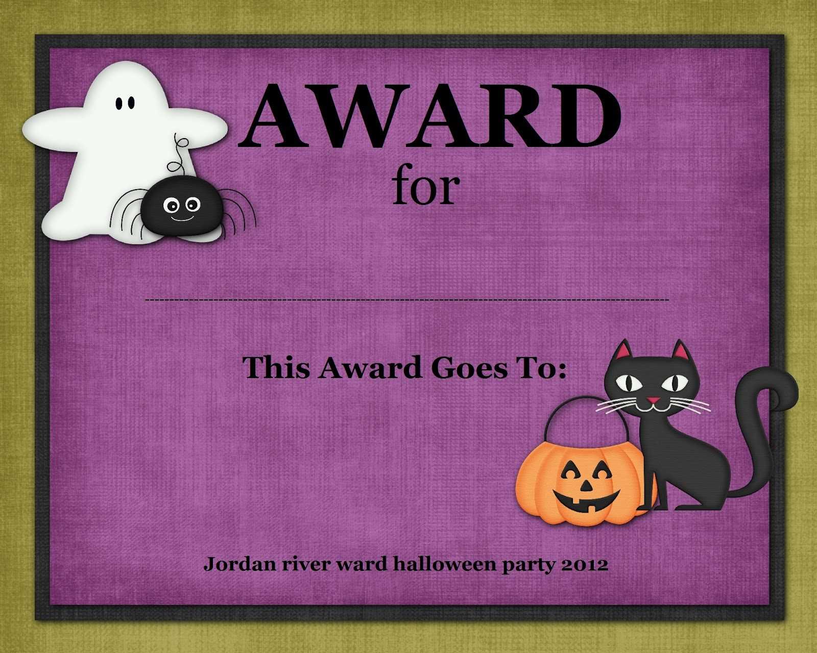 Certificates: Simple Halloween Costume Certificate Template With Regard To Halloween Costume Certificate Template