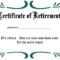 Certificates: Simple Sample Retirement Certificate Template With Regard To Retirement Certificate Template