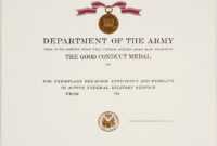 Certificates: Wonderful Good Conduct Certificate Template with regard to Army Good Conduct Medal Certificate Template