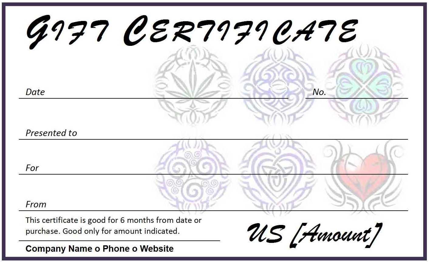 Certificates. Wonderful Tattoo Gift Certificate Template For Tattoo Gift Certificate Template
