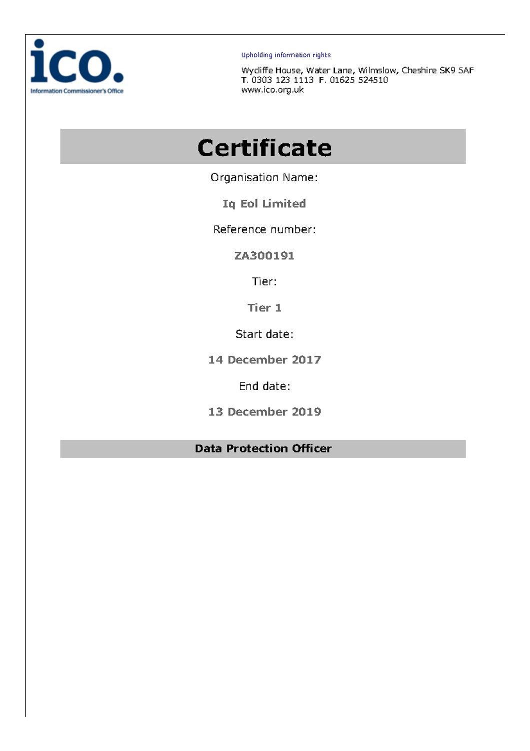 Certifications | Team Recycling For Certificate Of Disposal Template
