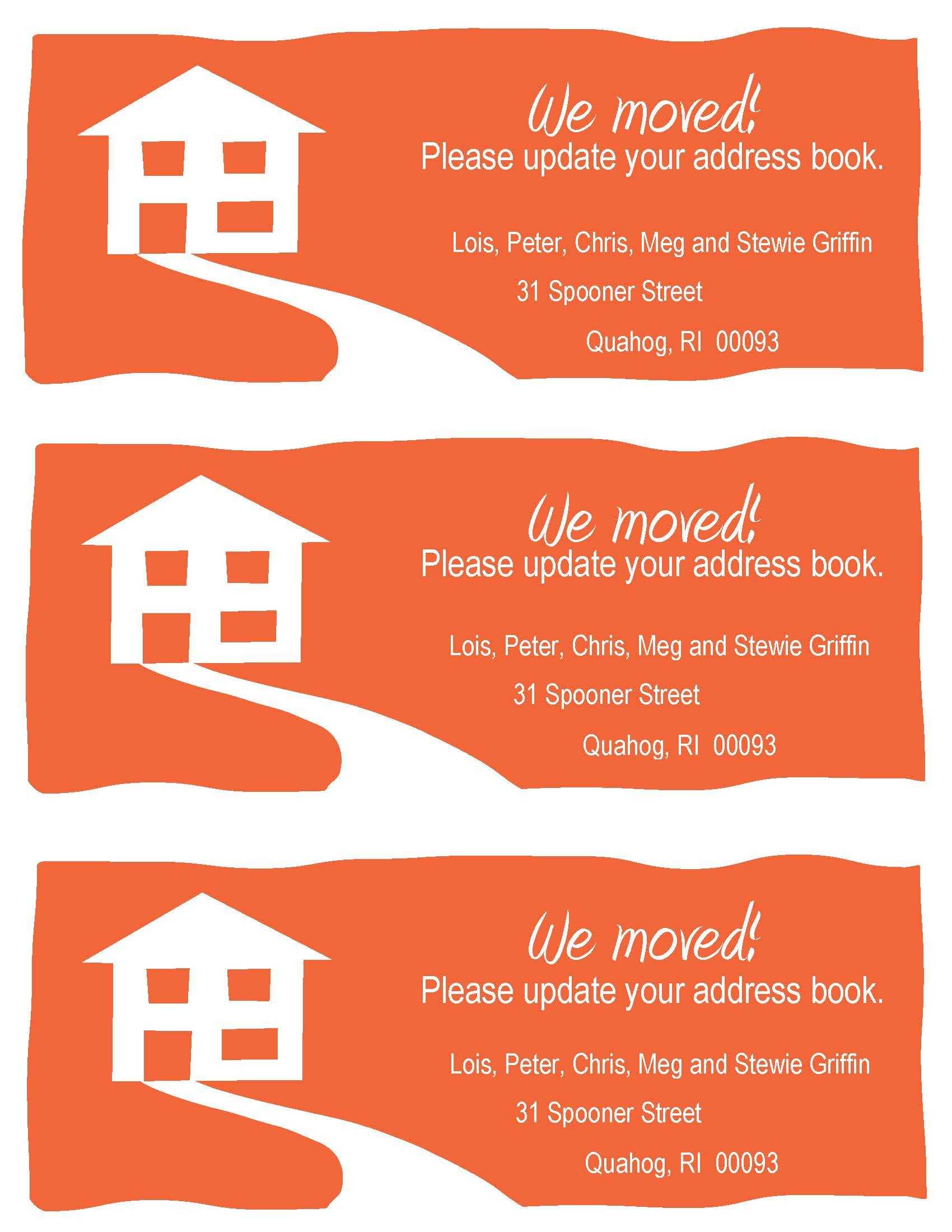 Change Of Address Cards, A Fun Example. Free Printable In Throughout Moving House Cards Template Free
