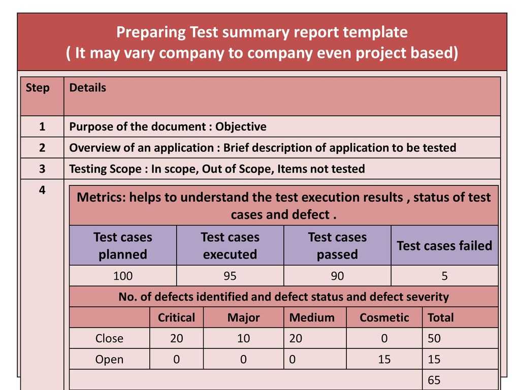 Test Summary Report Template