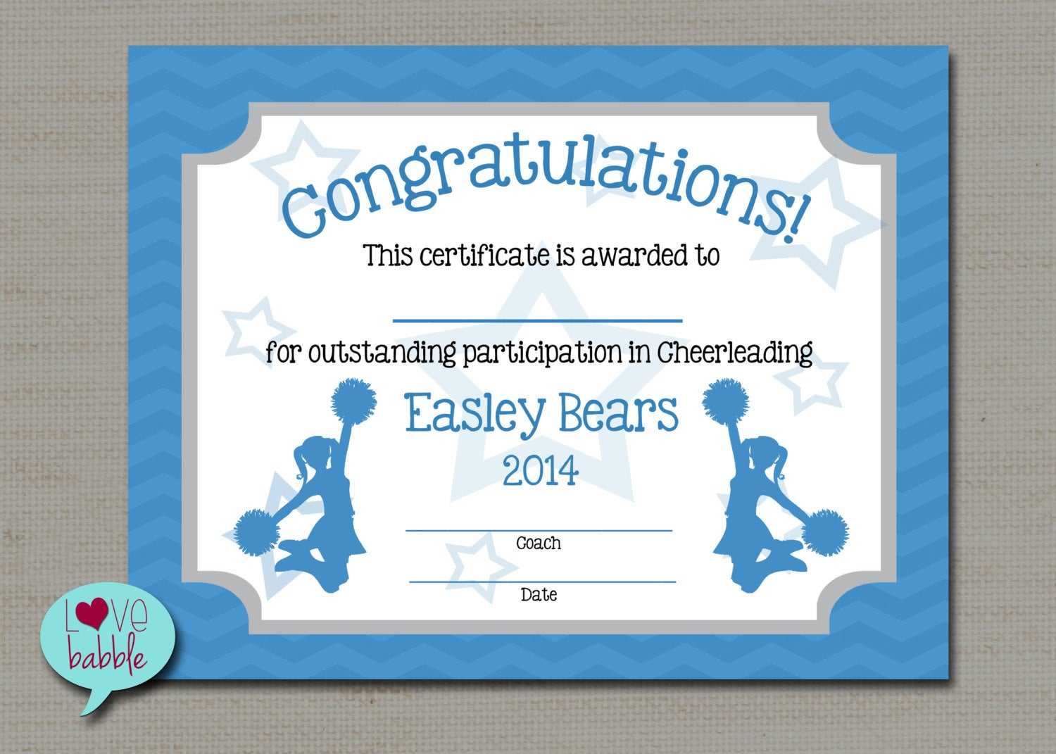 Cheerleading Cheer Award Certificate, Dance Gymnastics Award – Printable  Digital File 8.5" X 11" With Regard To Gymnastics Certificate Template