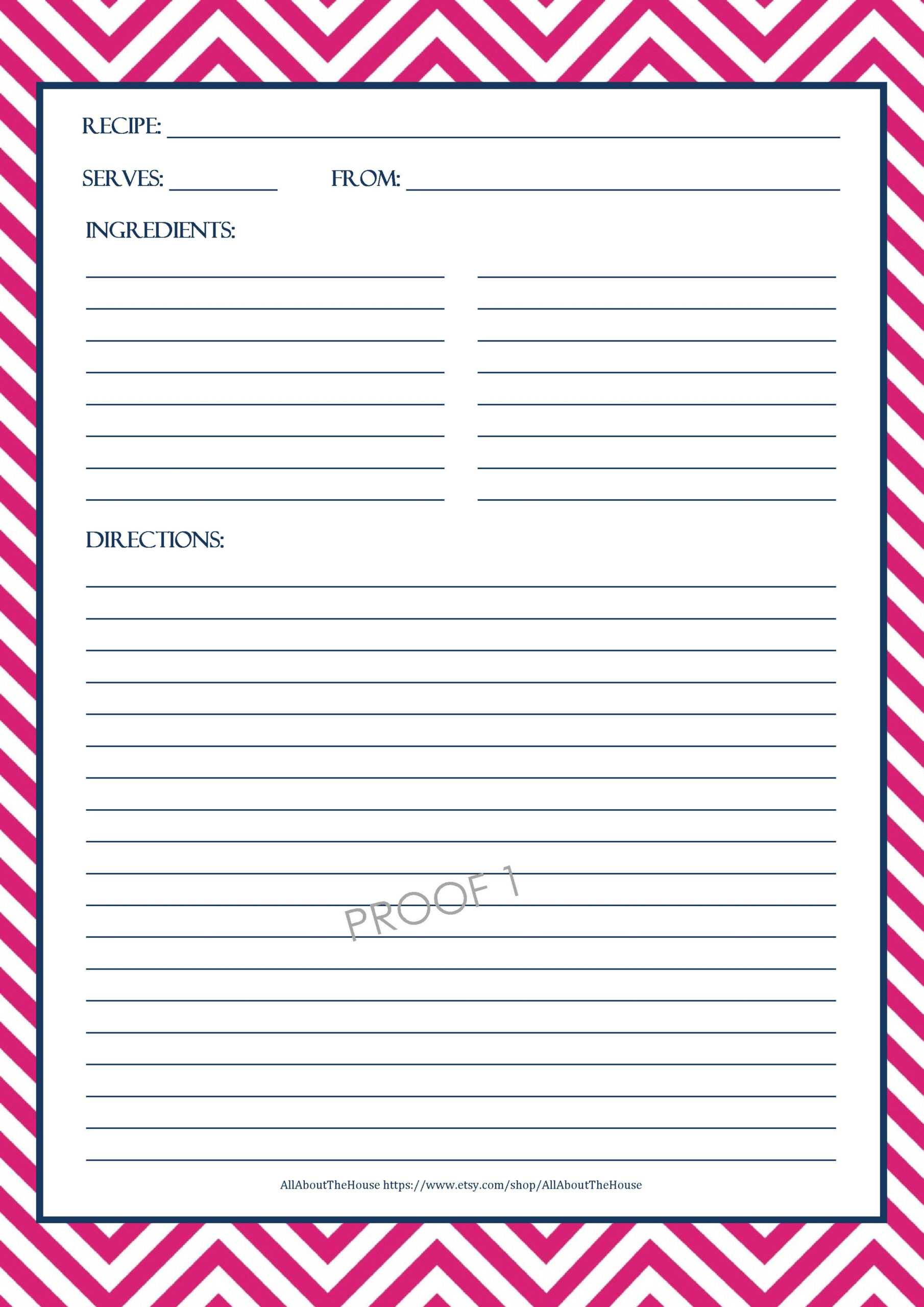 Chevron Recipe Sheet Editable | Printable Recipe Cards Within Fillable Recipe Card Template