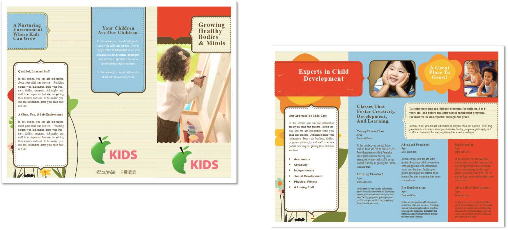 Child Care Brochure Template 6 Intended For Daycare Brochure Template