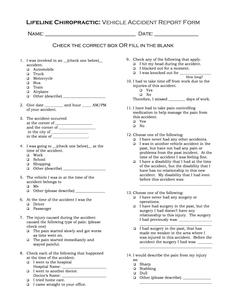Chiropractic Accident Report Form – Fill Online, Printable Intended For Chiropractic X Ray Report Template