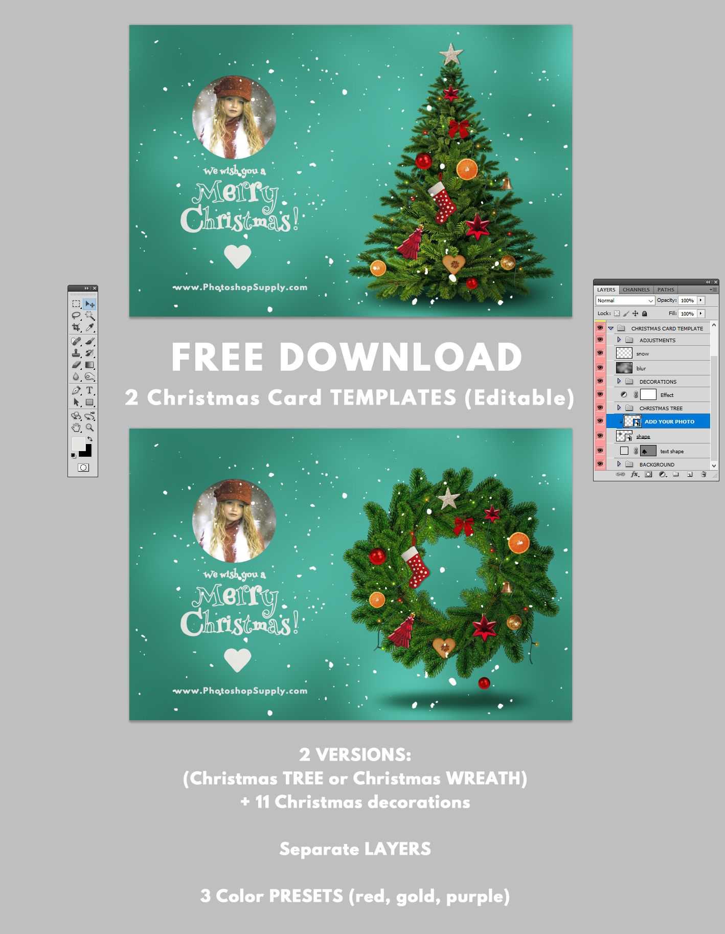 Christmas Card Templates For Photoshop | Cards | Christmas Inside Free Christmas Card Templates For Photoshop
