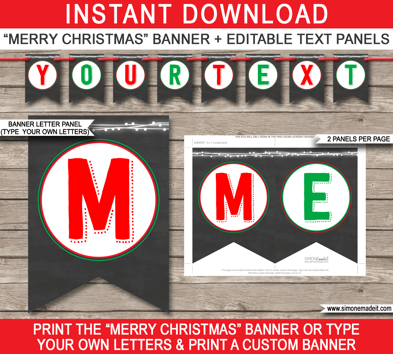 Christmas Chalkboard Banner Template – Red & Green With Merry Christmas Banner Template