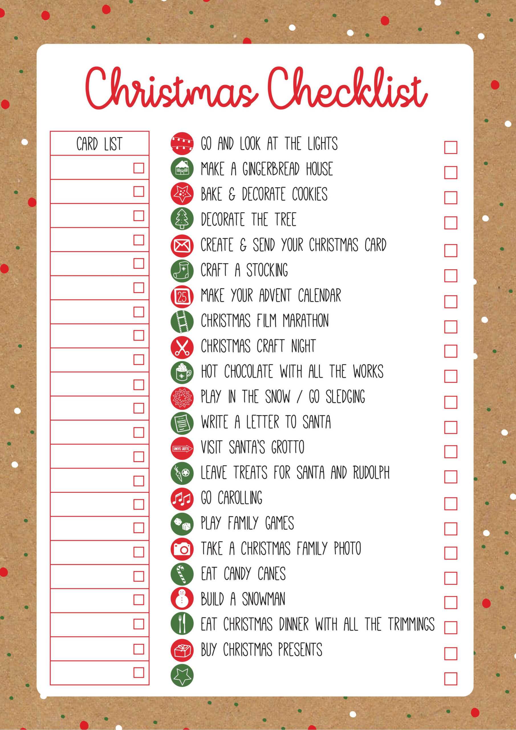 Christmas Checklist Template | Christmas Checklist Inside Christmas Card List Template