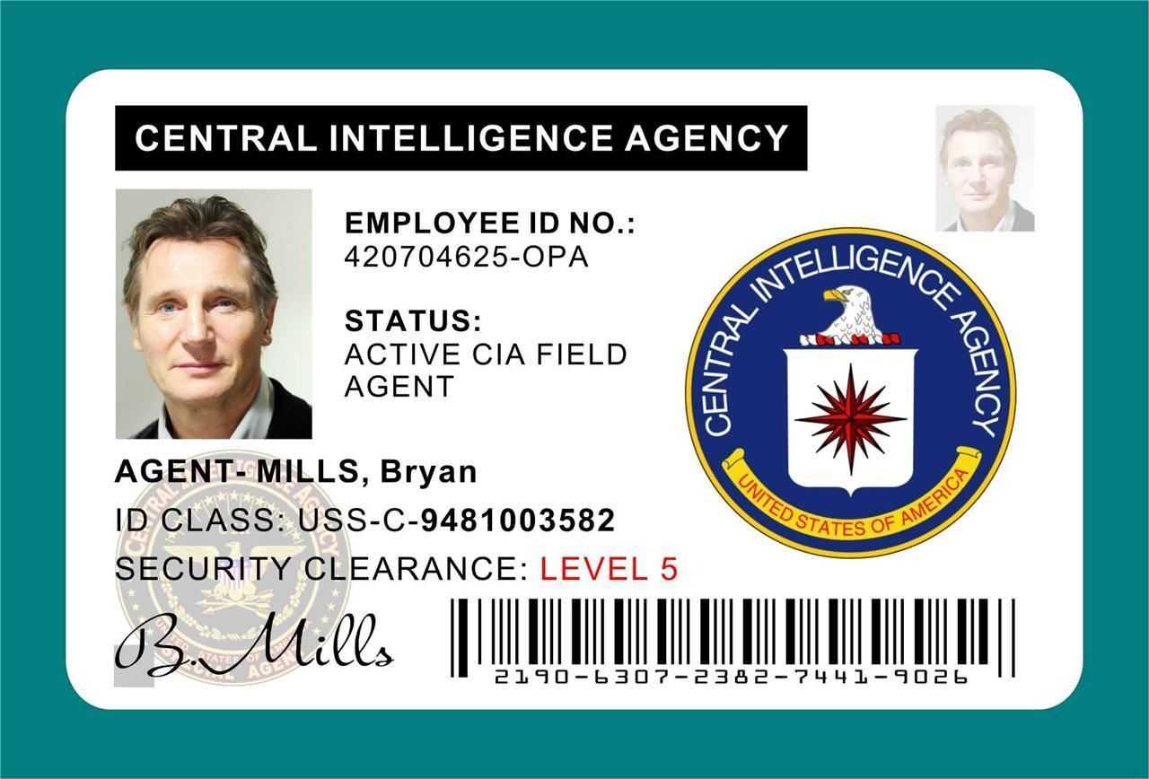 Cia Id Card Badge Prop Liam Neeson In 2019 | Central Pertaining To Mi6 Id Card Template