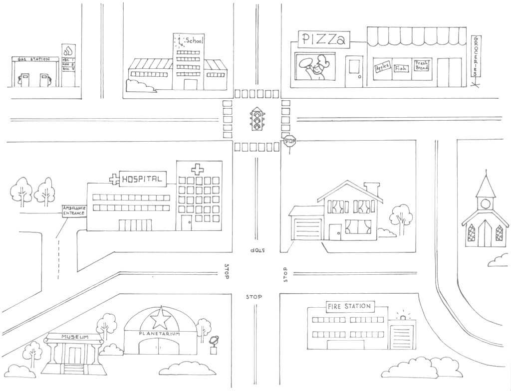 City Map Coloring Page | E Dbd Within Blank City Map Template