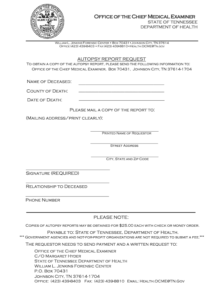 City Of Memphis Tennessee Autopsy Report – Fill Online Throughout Blank Autopsy Report Template