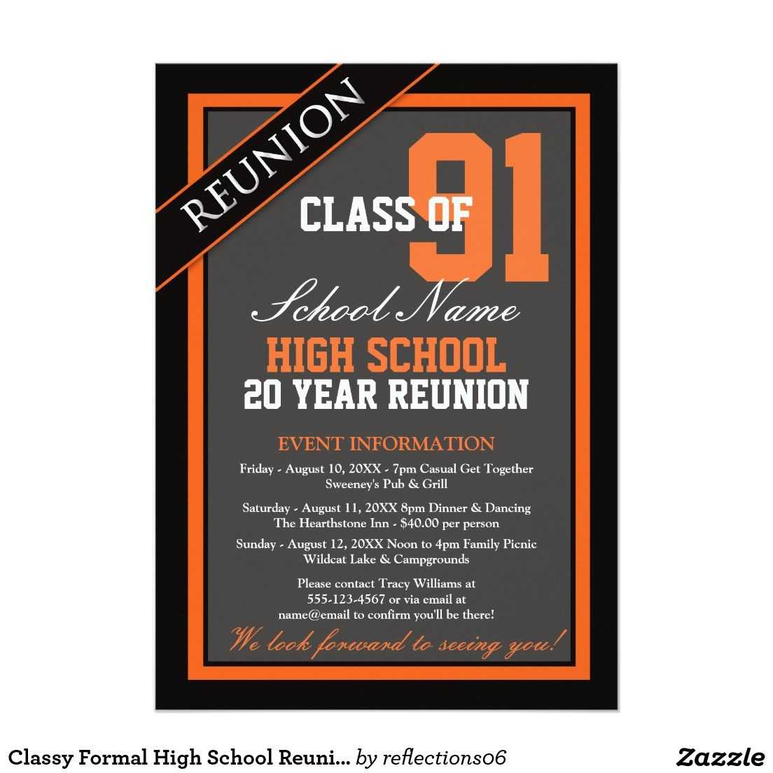 Classy Formal High School Reunion Invitation | Zazzle Inside Reunion Invitation Card Templates
