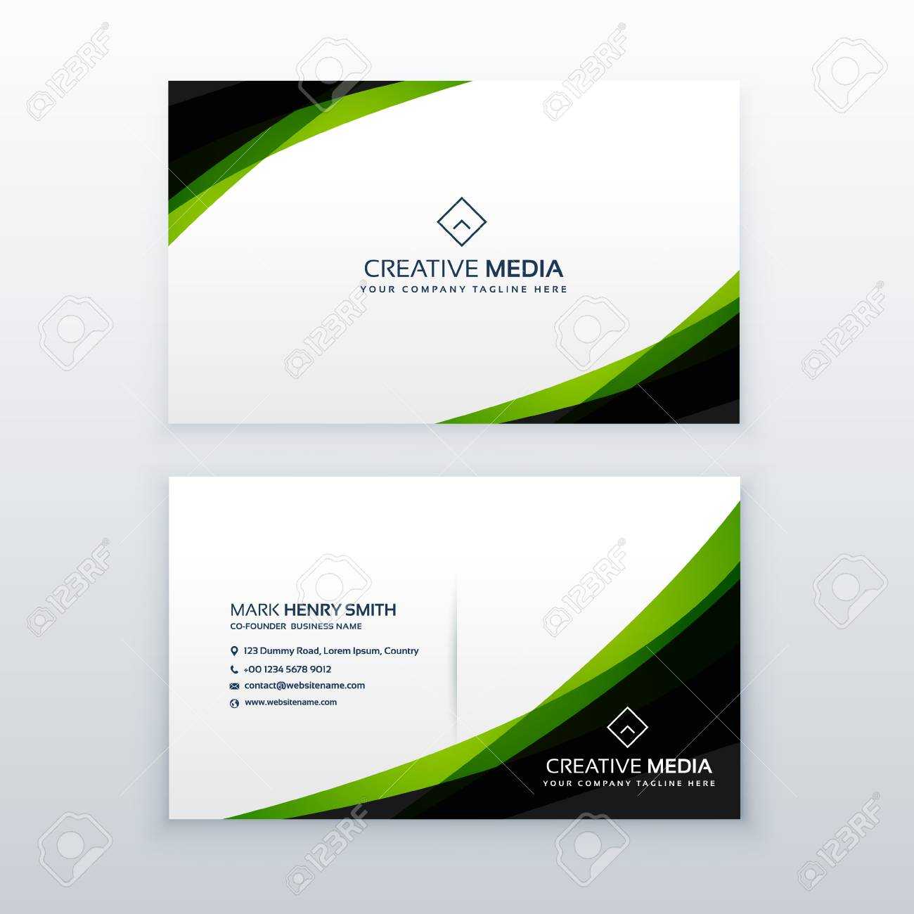 Clean Simple Green Business Card Design Template Throughout Template For Calling Card