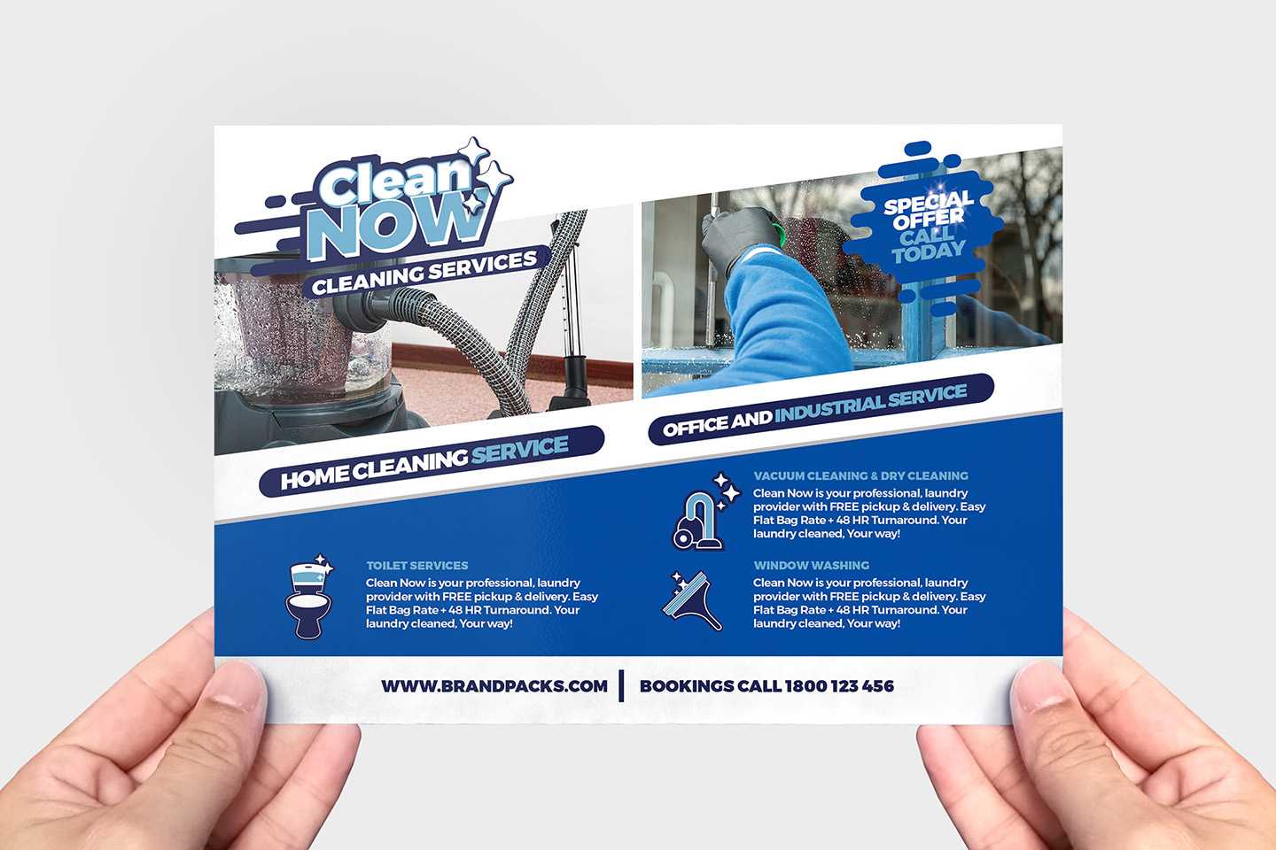 Cleaning Service Flyer Template In Psd, Ai & Vector – Brandpacks In Commercial Cleaning Brochure Templates
