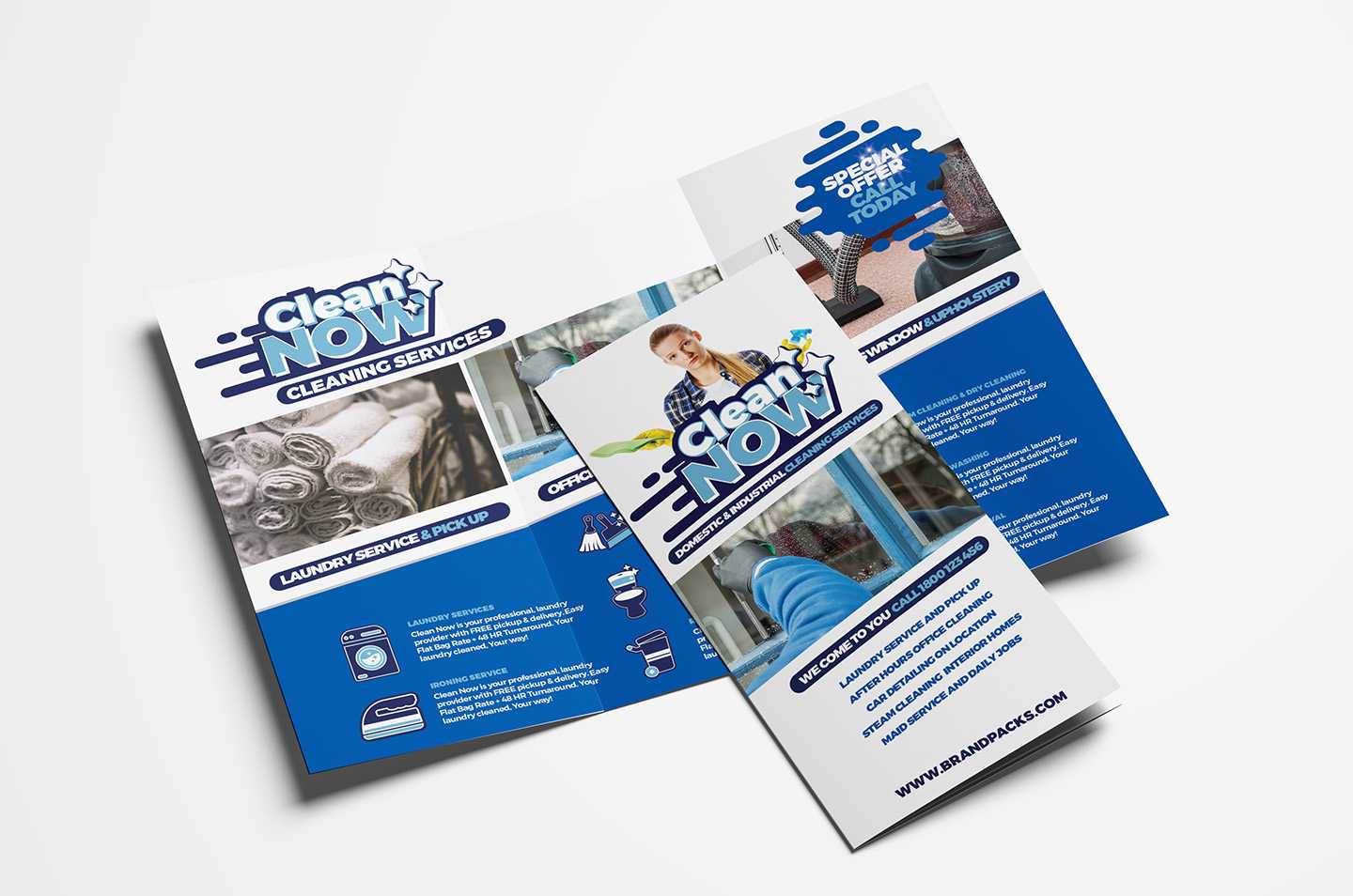 Cleaning Service Trifold Brochure Template In Psd, Ai For Cleaning Brochure Templates Free