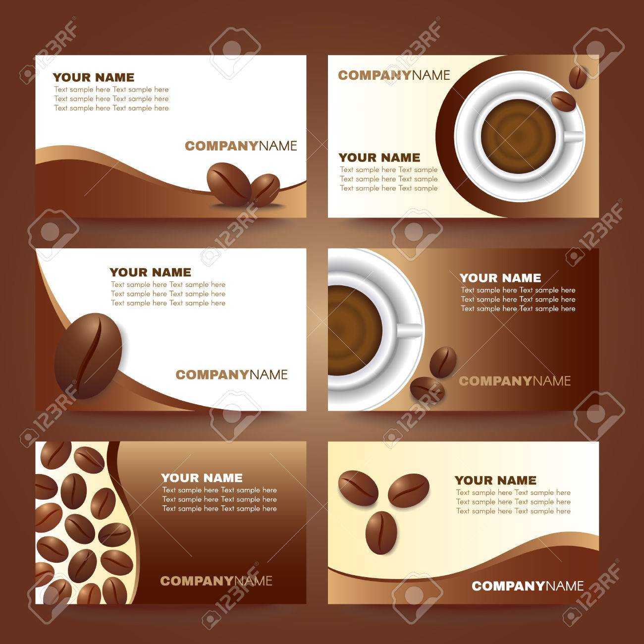 Coffee Business Card Template Vector Set Design Throughout Coffee Business Card Template Free