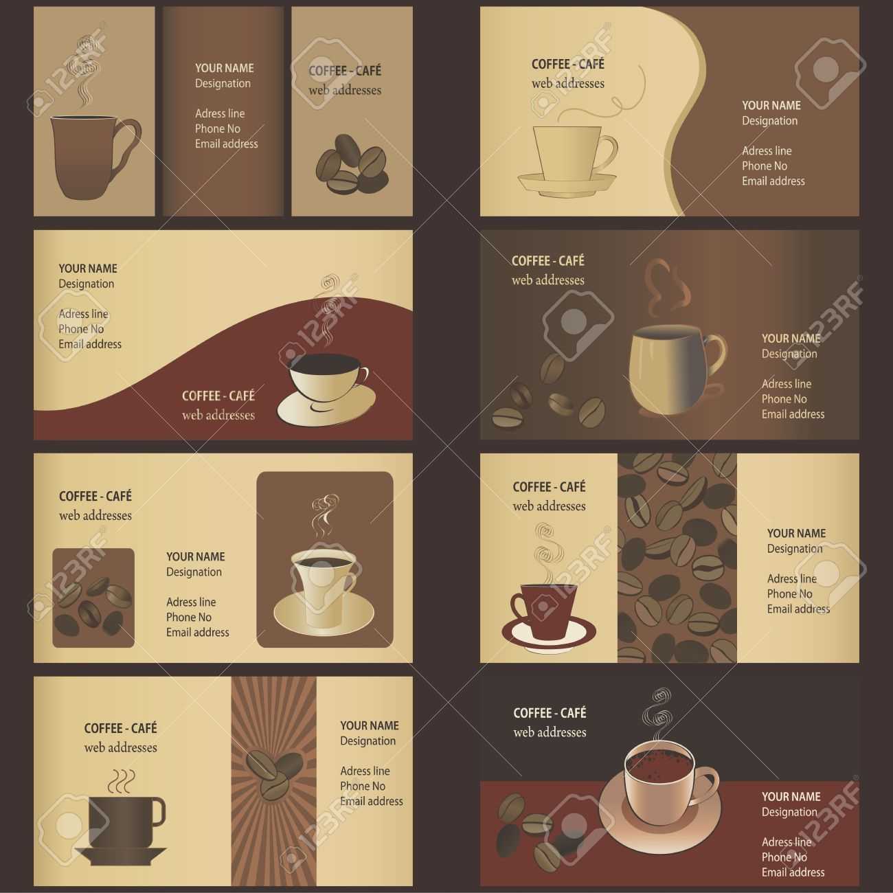 Coffee Business Card Templates Set Royalty Free Cliparts With Regard To Coffee Business Card Template Free
