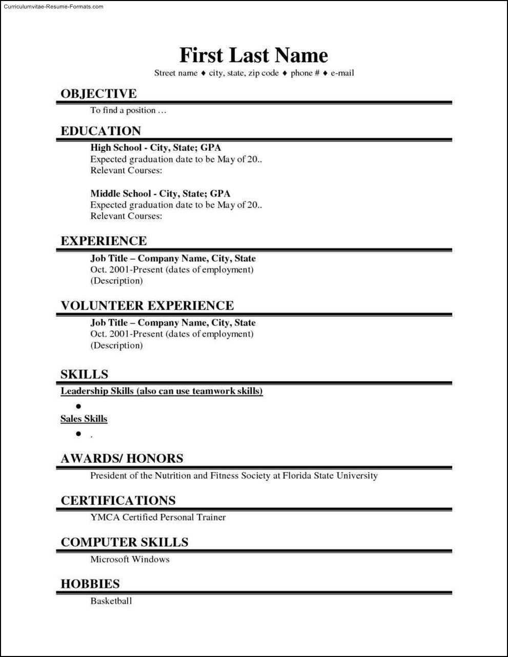 College Student Resume Template Microsoft Word Within College Student Resume Template Microsoft Word