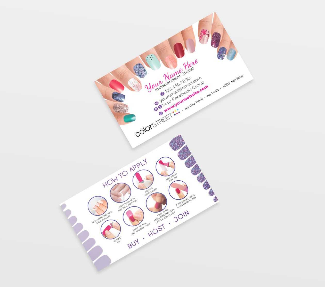 Color Street Business Card Template, Painted Nails, Editable Throughout Push Card Template