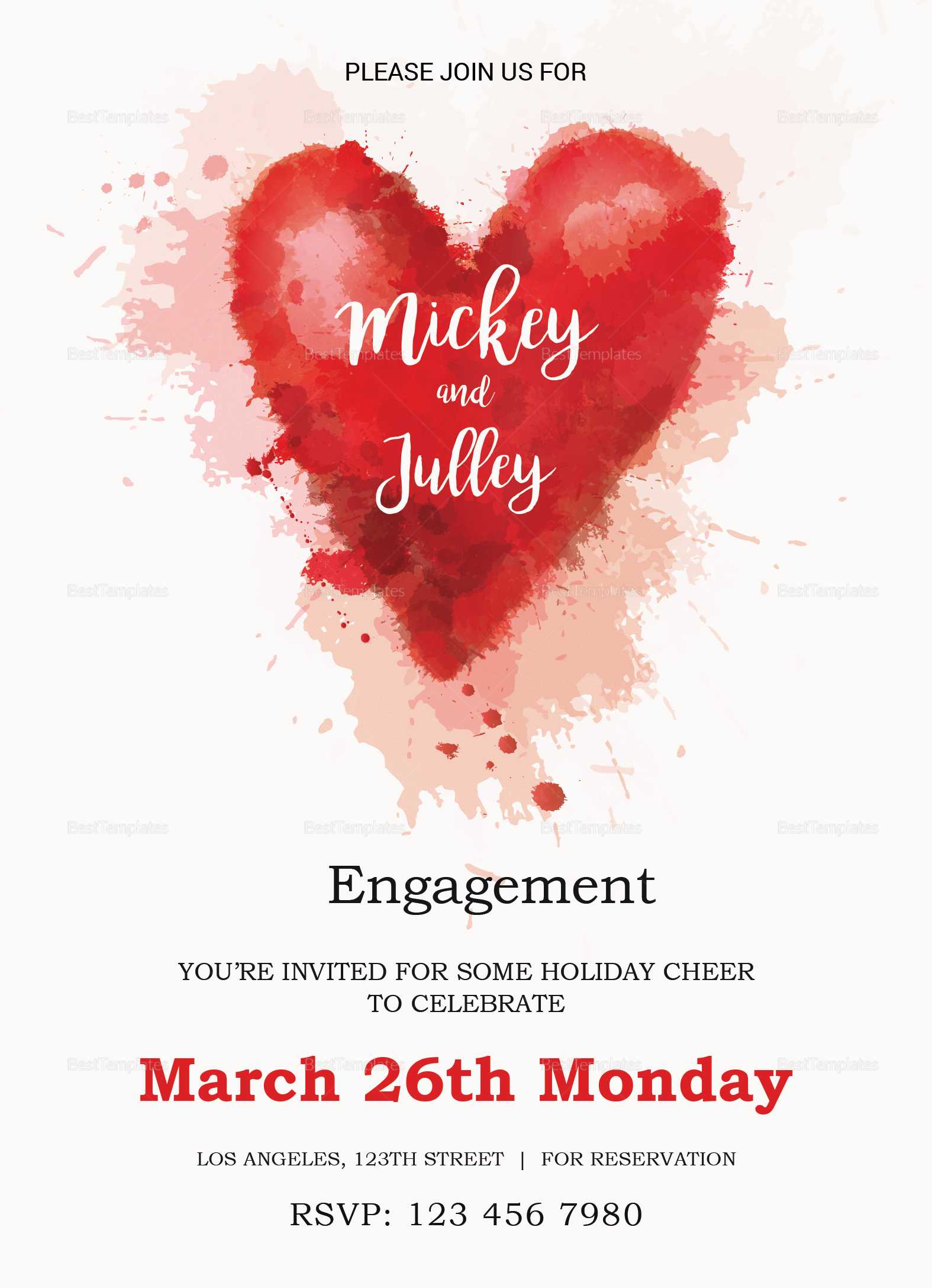 Colorful Engagement Invitation Card Template Inside Engagement Invitation Card Template
