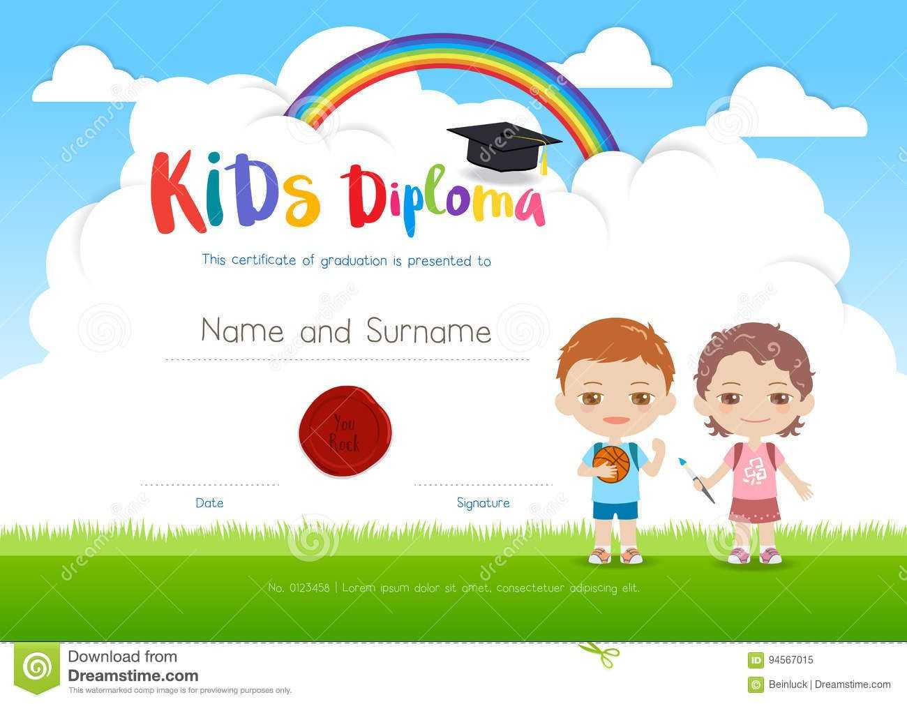 Colorful Kids Summer Camp Diploma Certificate Template In In Summer Camp Certificate Template