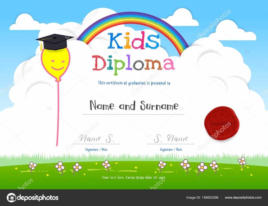 Colorful Kids Summer Camp Diploma Certificate Template In Intended For Children's Certificate Template