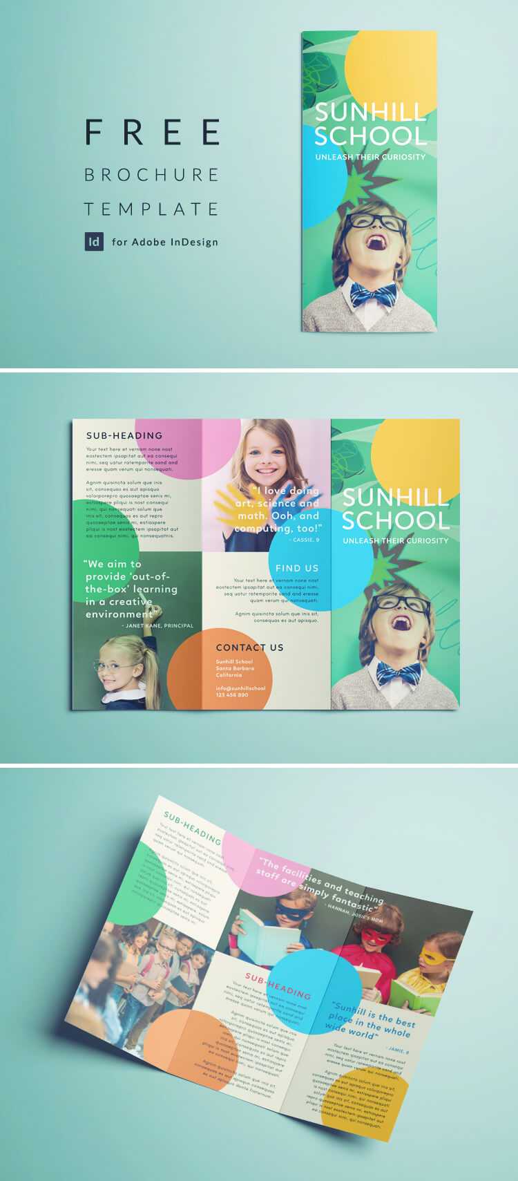 Colorful School Brochure – Tri Fold Template | Download Free Throughout Brochure Templates For School Project