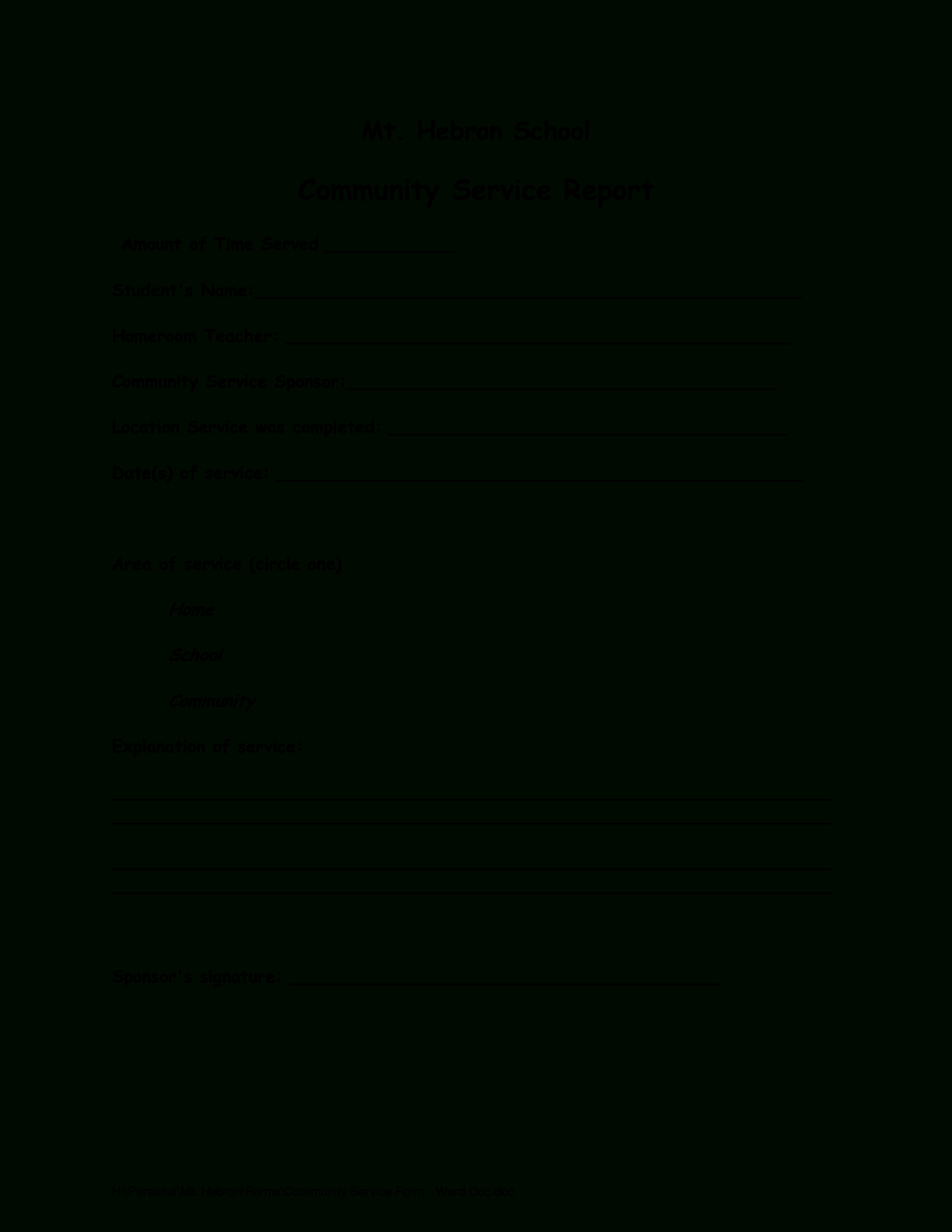 Community Report | Templates At Allbusinesstemplates Within Community Service Template Word
