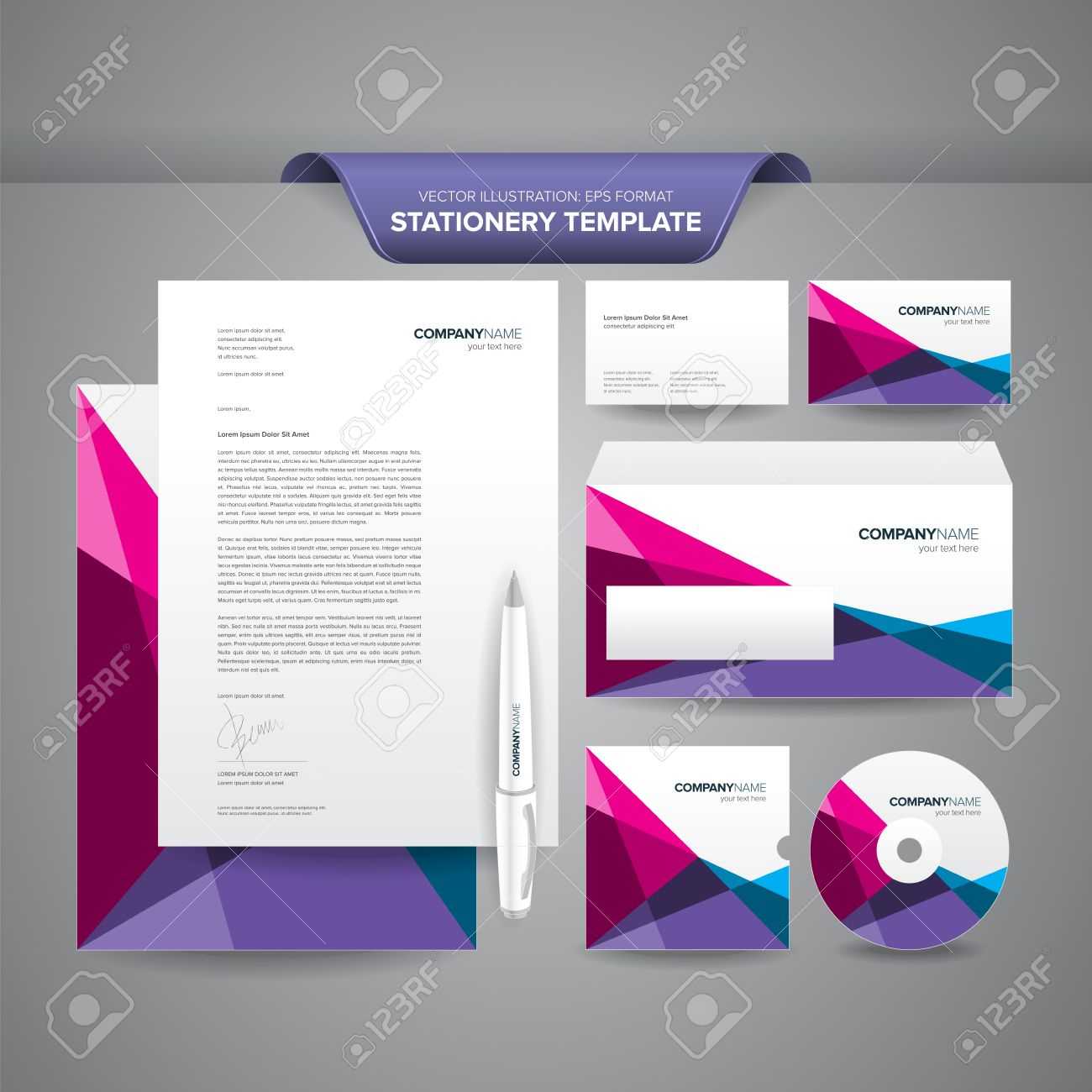 Complete Set Of Business Stationery Templates Such As Letterhead,.. Pertaining To Business Card Letterhead Envelope Template