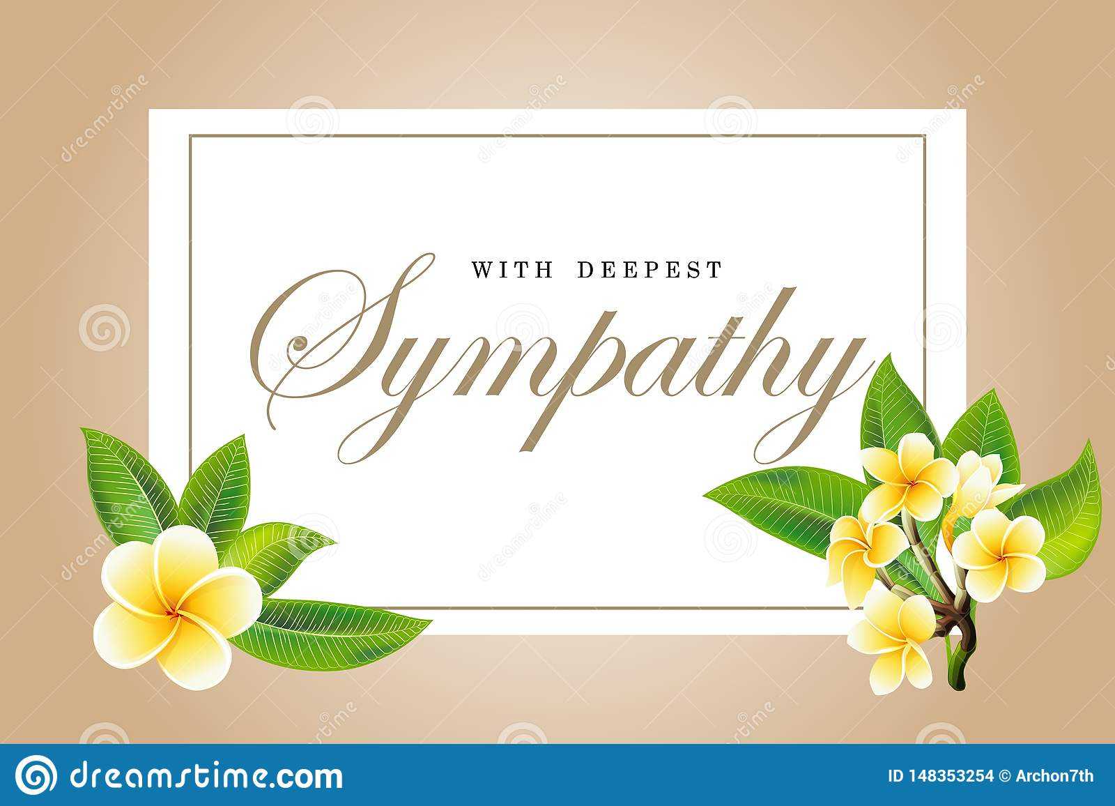 Condolences Sympathy Card Floral Frangipani Or Plumeria With Regard To Sympathy Card Template