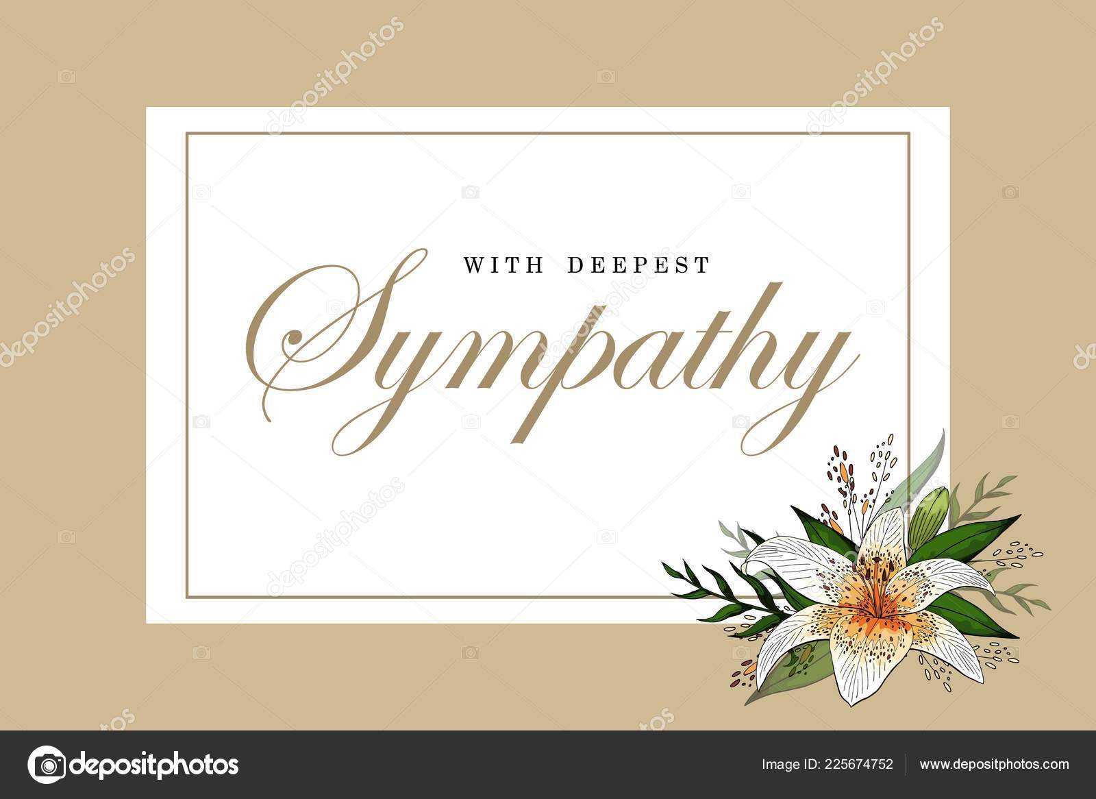 Condolences Sympathy Card Floral Lily Bouquet And Lettering For Sympathy Card Template